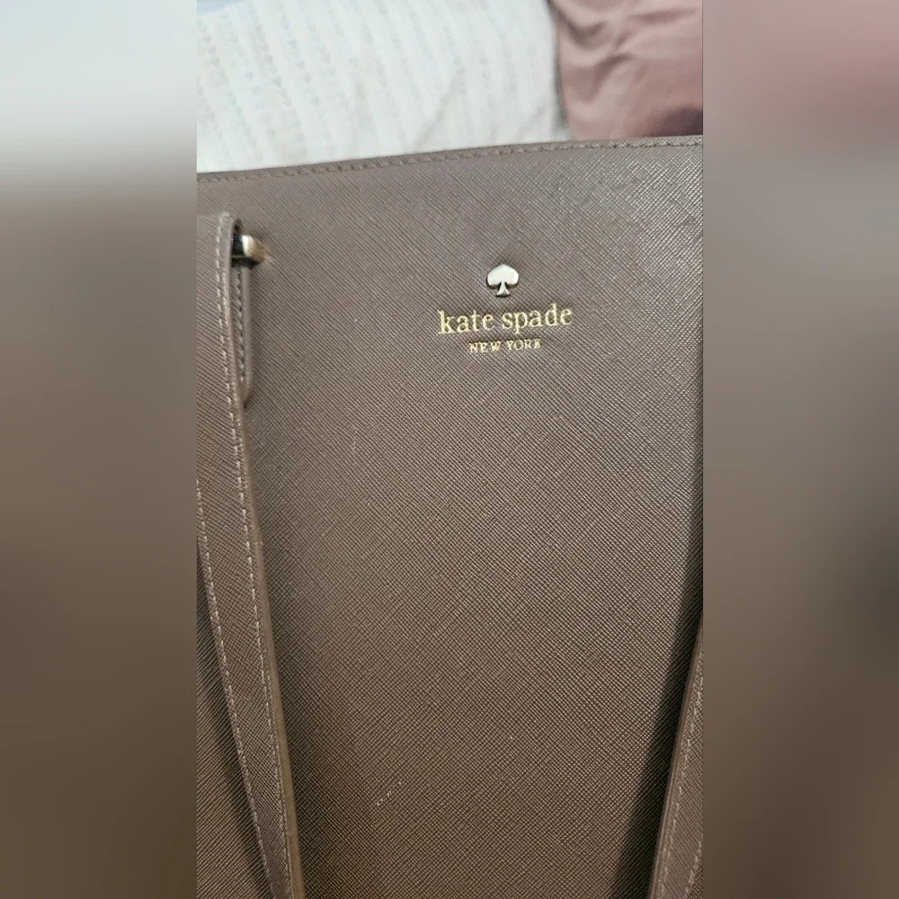 KATE SPADE Cedar Creek Collection Leather Large Tote In Lightbrown/mauve.